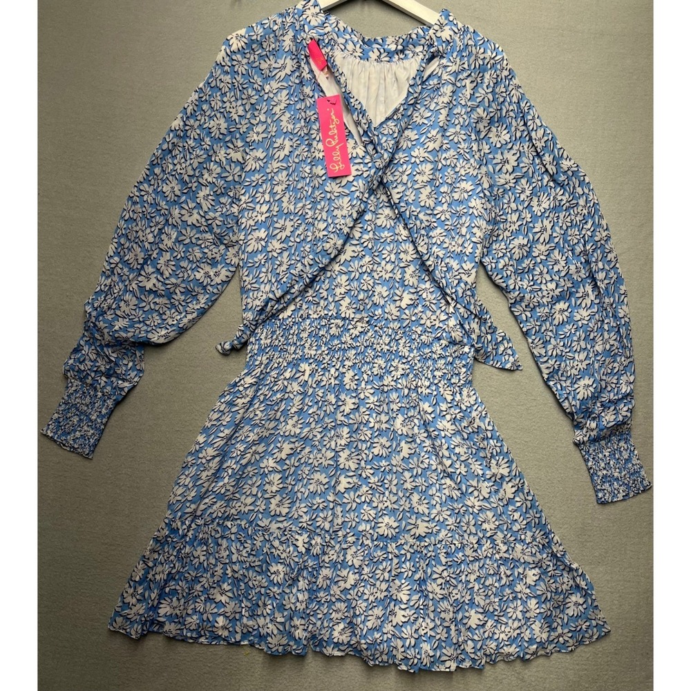 Lilly Pulitzer Ellielynn Dress 10 Lunar Blue Palm Beach Petals Floral Mini NWT